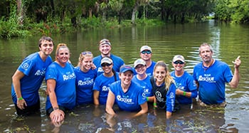 manatee rescue team in the water