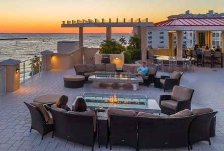 Hampton Inn Suites patio with gulf sunset view