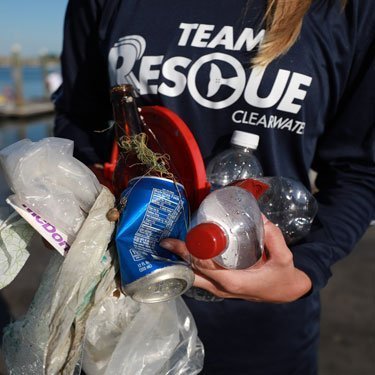 Rescue Team cleaning up trash