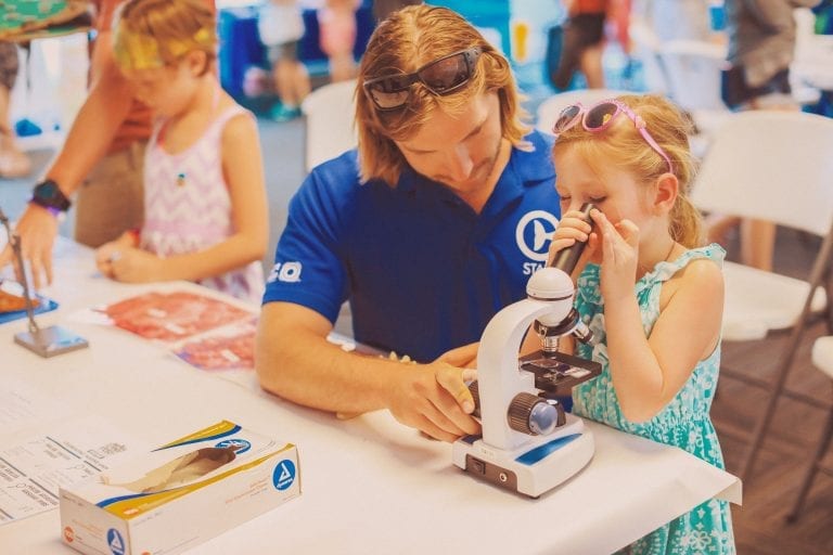 Little Girl Learning about Marine Science