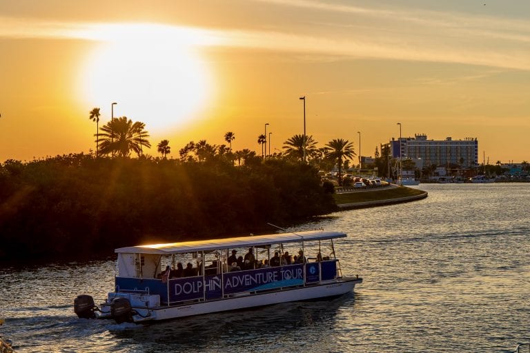 boat tour during sunset